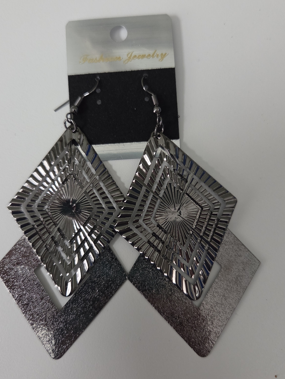 Fashion Jewelry Shiny Silver Layered Diamond Drop Earrings
